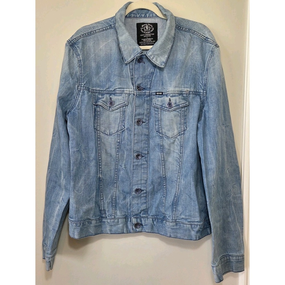 Men's Jean Jacket Monte Carlo Polo Jockey Large Denim 90s Streetwear Faded GAS